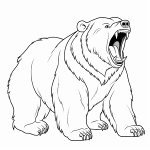Exciting Brown Bear Roaring Coloring Pages 3