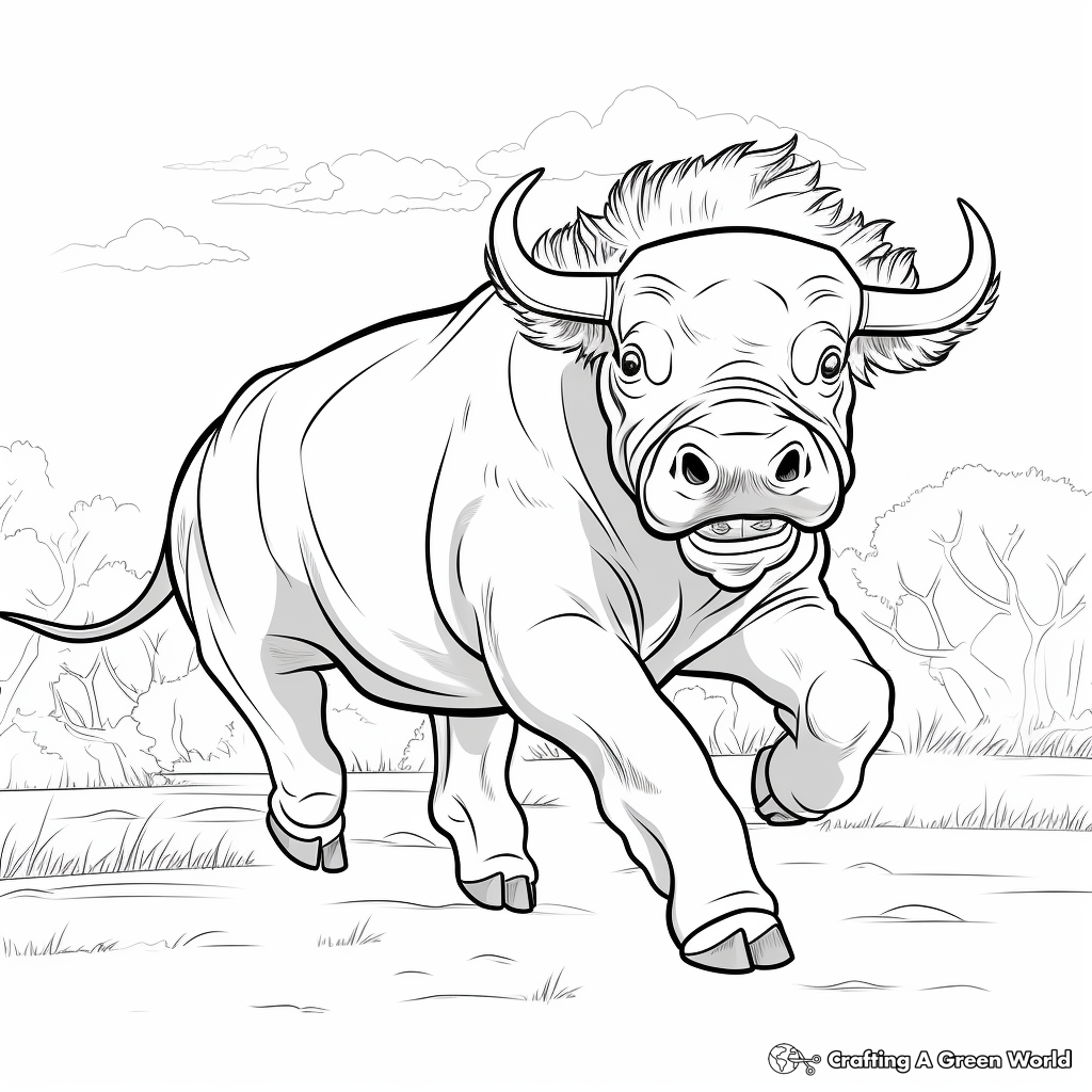 Exciting Buffalo Charge Coloring Pages 4