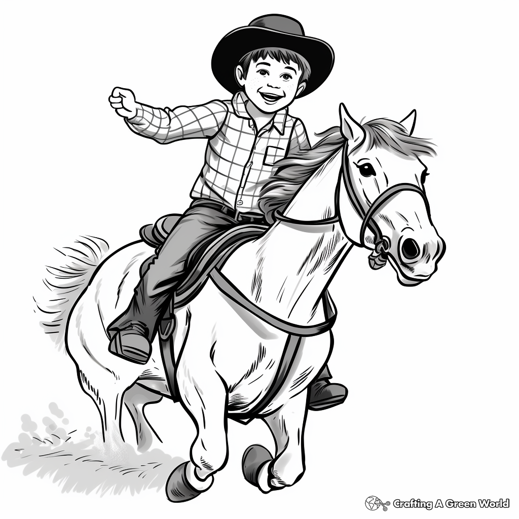 Exciting Bull Riding Action Coloring Pages 1