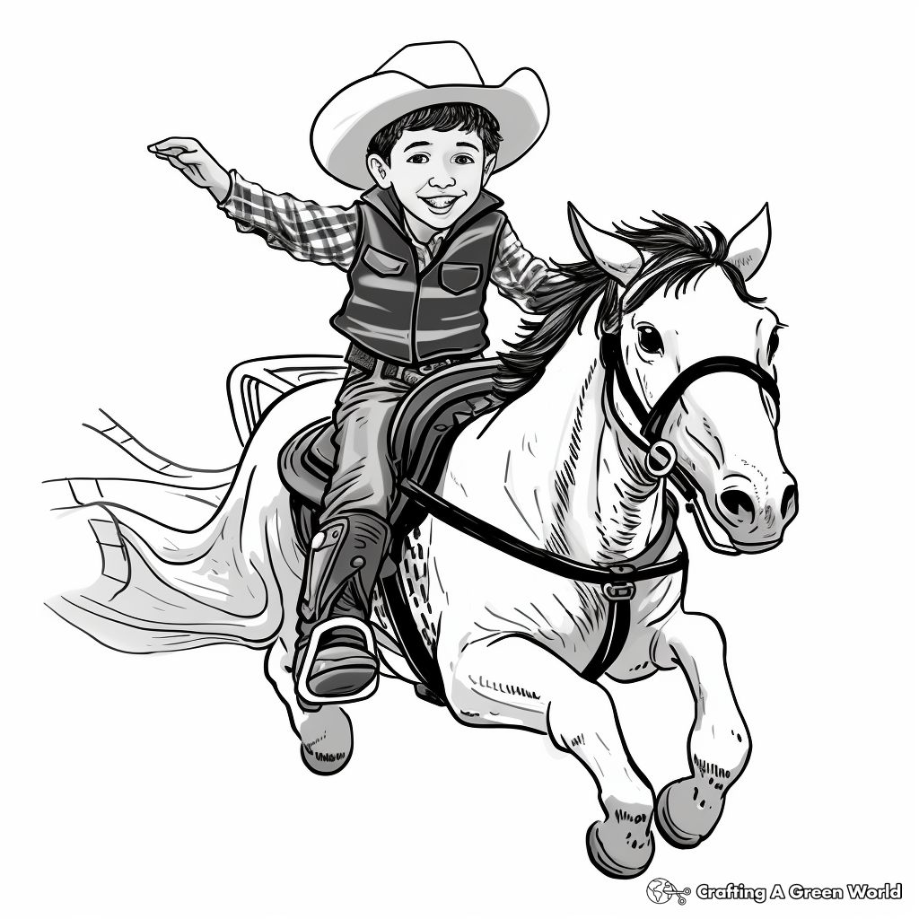 Exciting Bull Riding Action Coloring Pages 2