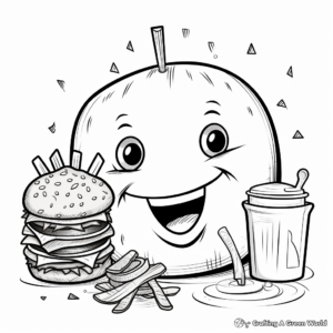 Exciting Burger & Fries Coloring Pages 1