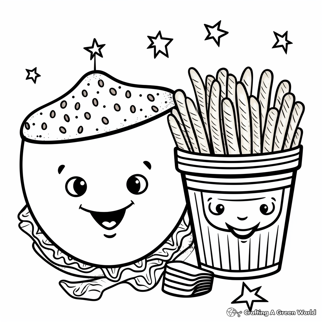 Exciting Burger & Fries Coloring Pages 2