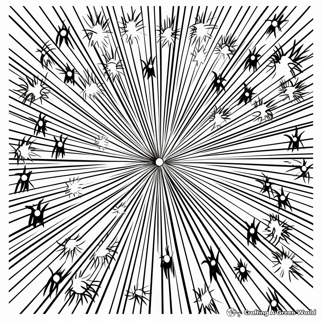 Exciting Catherine Wheel Fireworks Coloring Pages 1