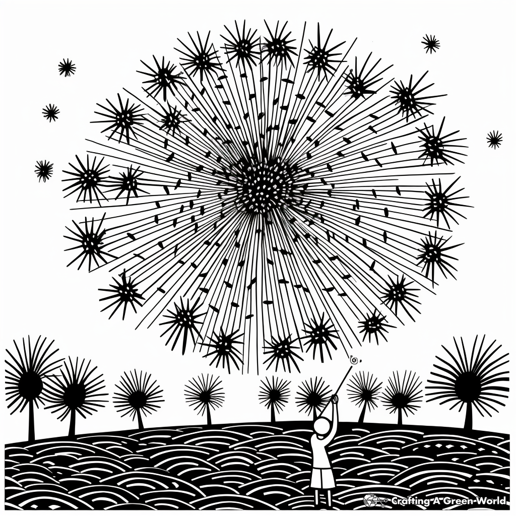 Exciting Catherine Wheel Fireworks Coloring Pages 3