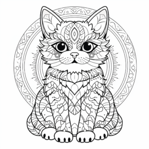 Exciting Exotic Shorthair Cat Mandala Coloring Pages 1
