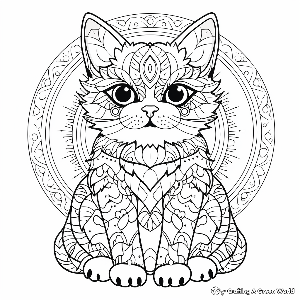 Exciting Exotic Shorthair Cat Mandala Coloring Pages 1