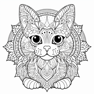 Exciting Exotic Shorthair Cat Mandala Coloring Pages 2