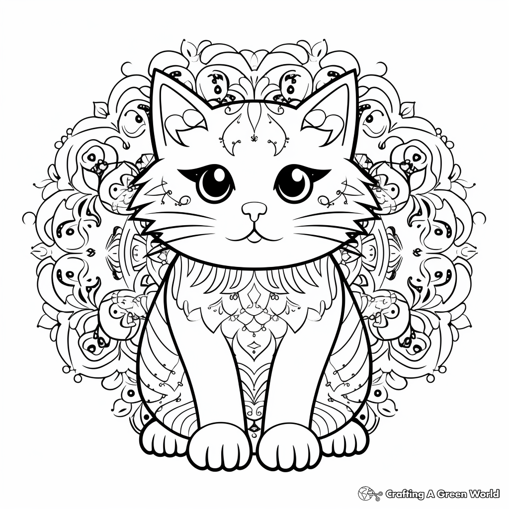 Exciting Exotic Shorthair Cat Mandala Coloring Pages 3
