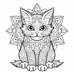 Exciting Exotic Shorthair Cat Mandala Coloring Pages 4