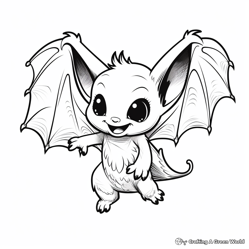 Exciting Flying Baby Bat Coloring Pages 1