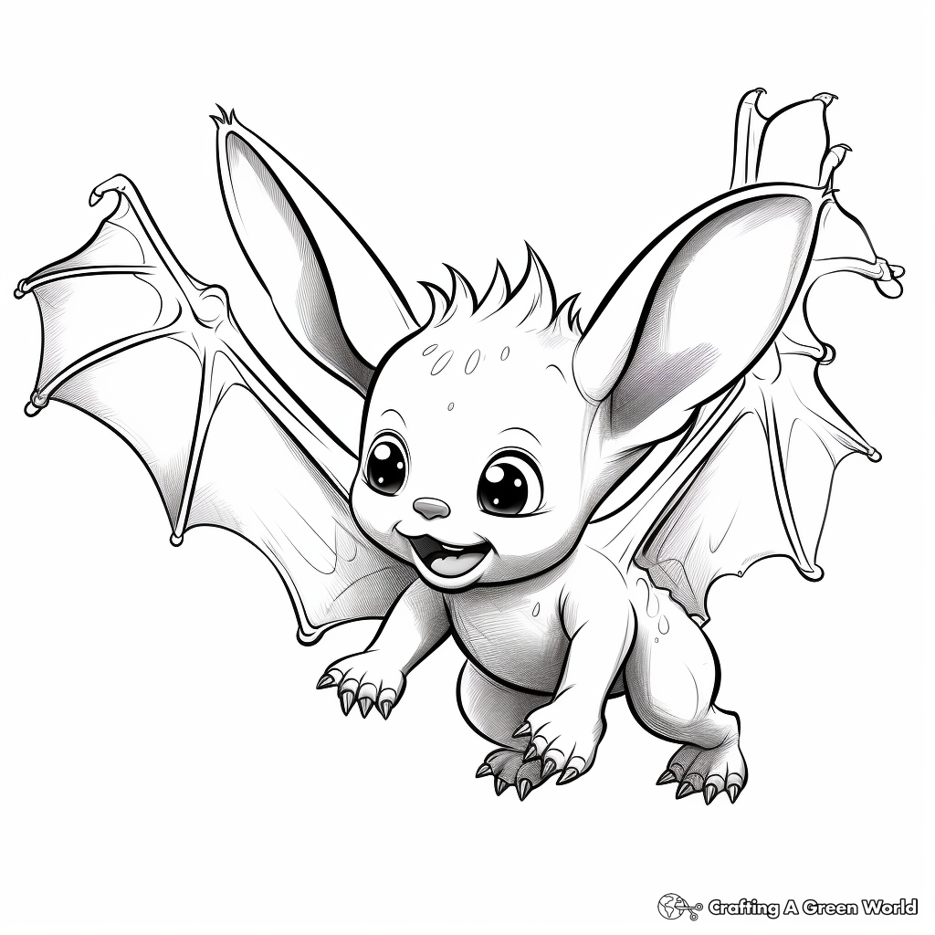 Exciting Flying Baby Bat Coloring Pages 2