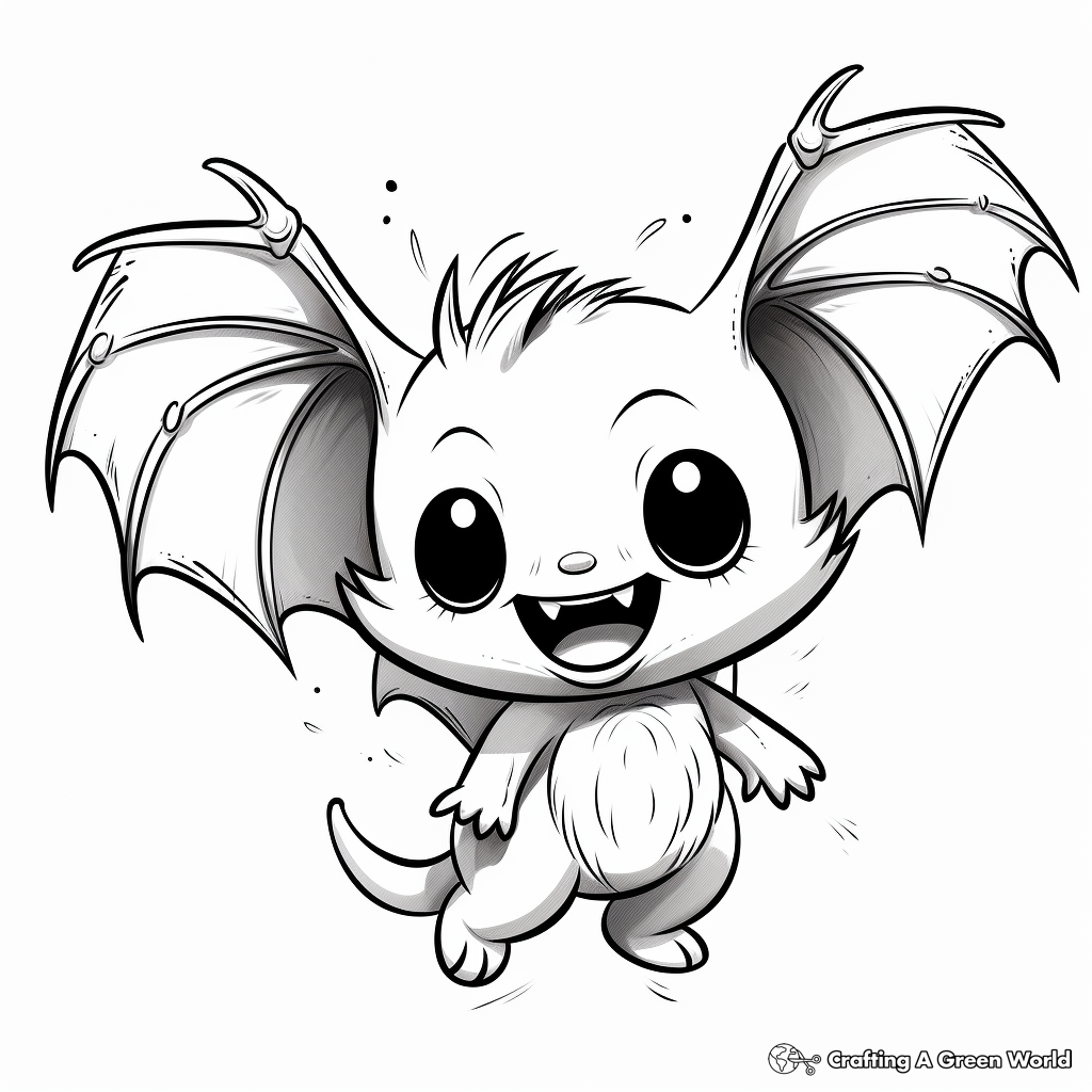 Exciting Flying Baby Bat Coloring Pages 3