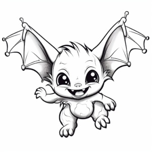 Exciting Flying Baby Bat Coloring Pages 4