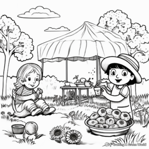 Exciting Garden Picnic Scene Coloring Pages 4