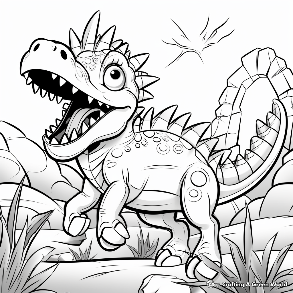Exciting Kentrosaurus Chase Scene Coloring Pages 4
