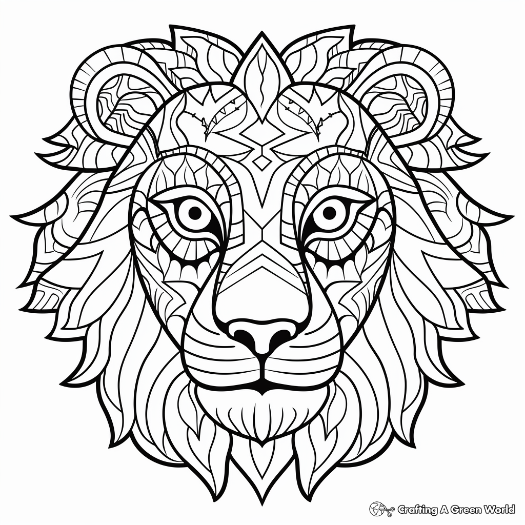 Exciting Lion Face Coloring Pages 2
