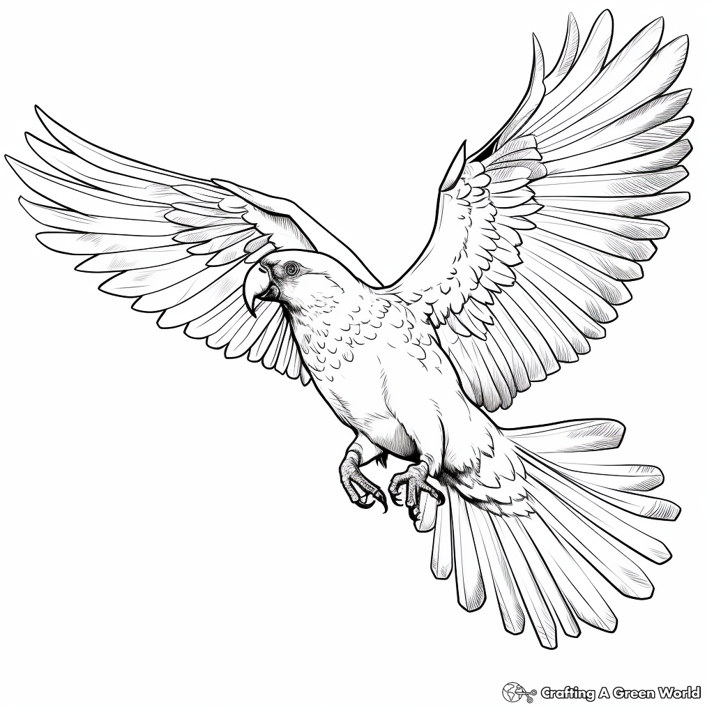 Exciting Macaw in flight Coloring Pages 1