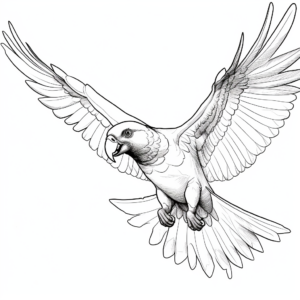 Exciting Macaw in flight Coloring Pages 2