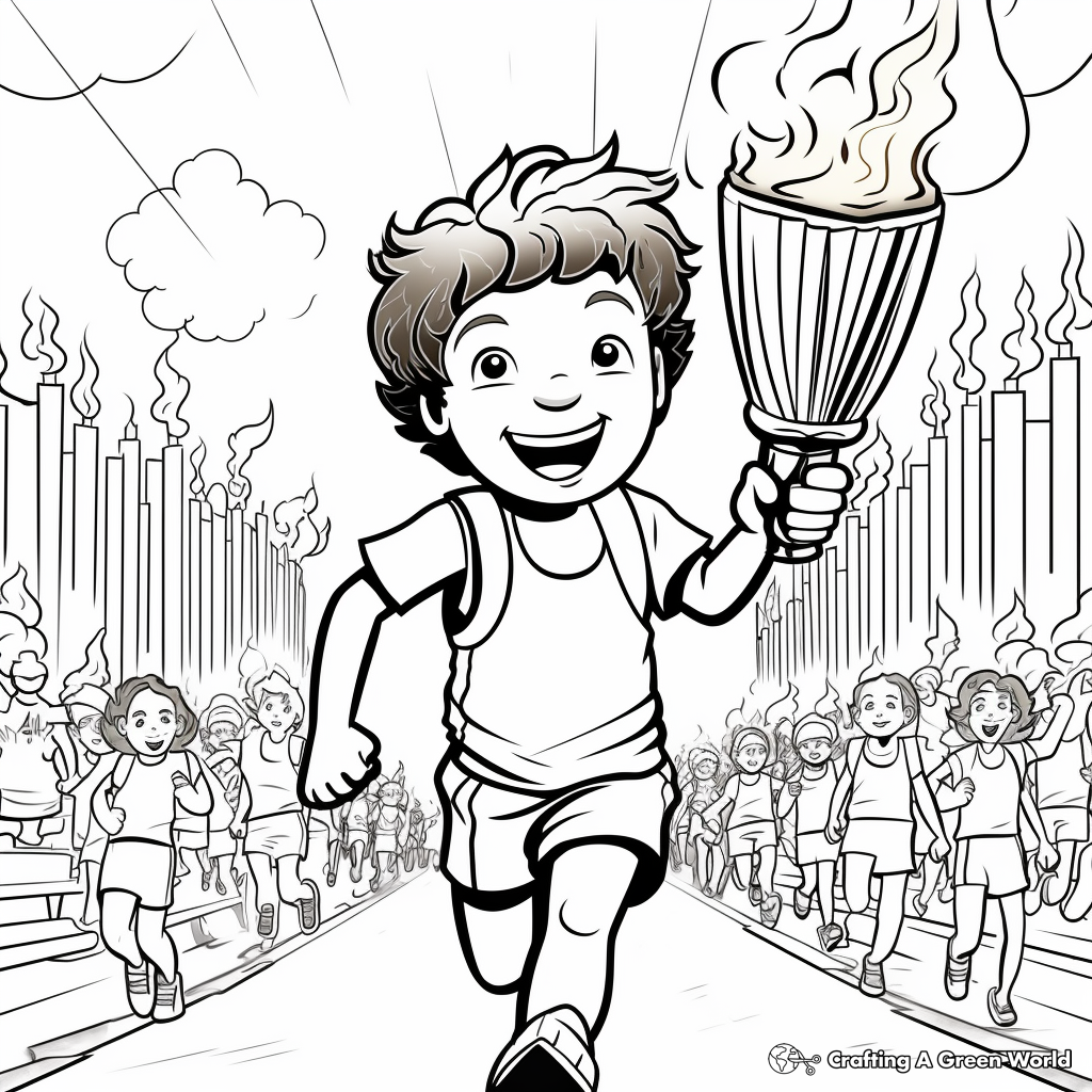 Exciting Olympic Torch Relay Coloring Pages 2