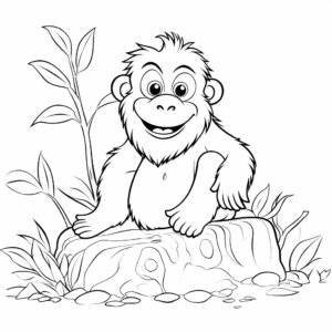 Exciting Orangutan Coloring Page for Kids 4