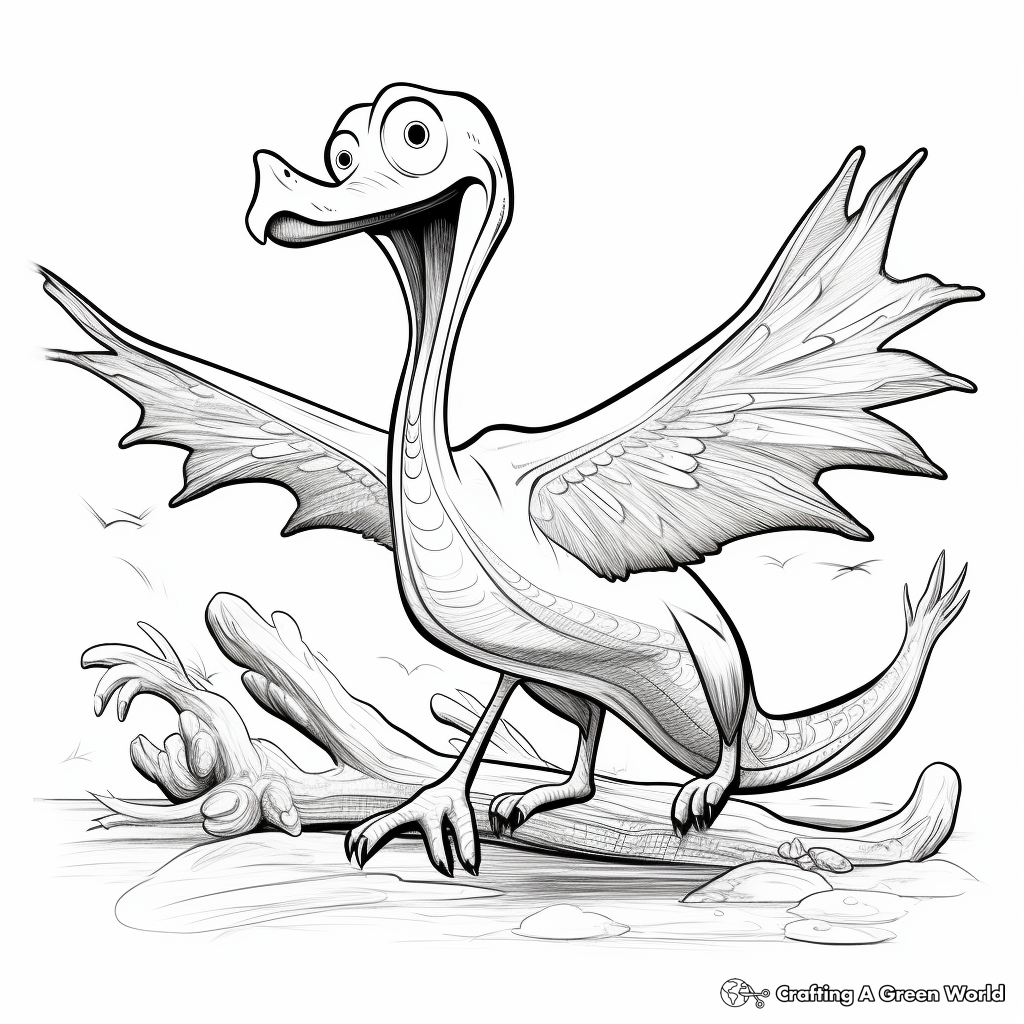 Exciting Pterodactyl Fossil Coloring Pages 2