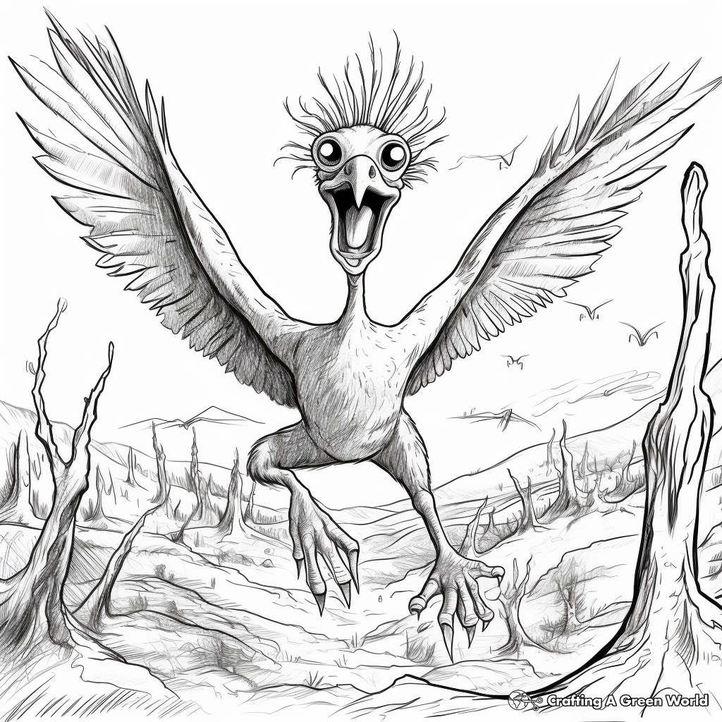 Exciting Pyroraptor Chase Scene Coloring Page 3