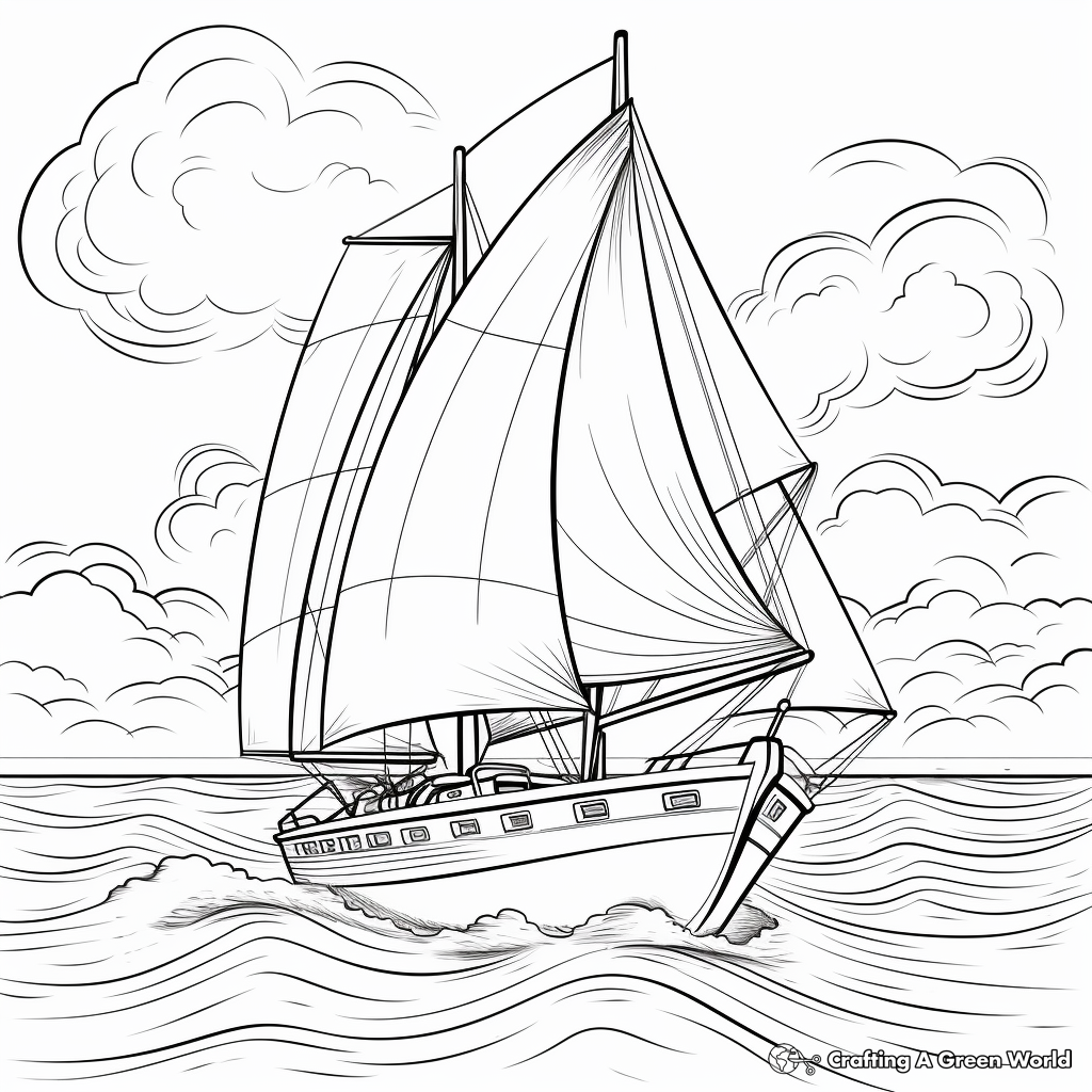 Exciting Sailboat in Storm Coloring Pages 3