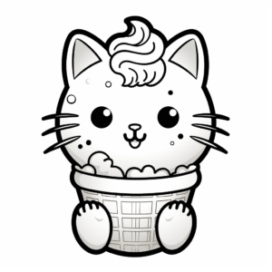 Exciting Space Cat With Ice Cream Coloring Pages 4