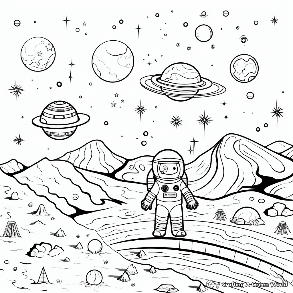 Exciting Space Theme Coloring Pages 1