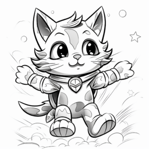 Exciting Super Kitty In Space Coloring Pages 1