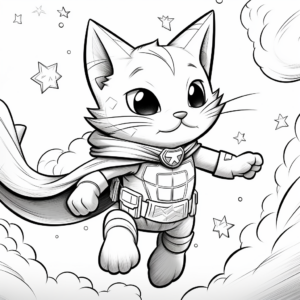 Exciting Super Kitty In Space Coloring Pages 3