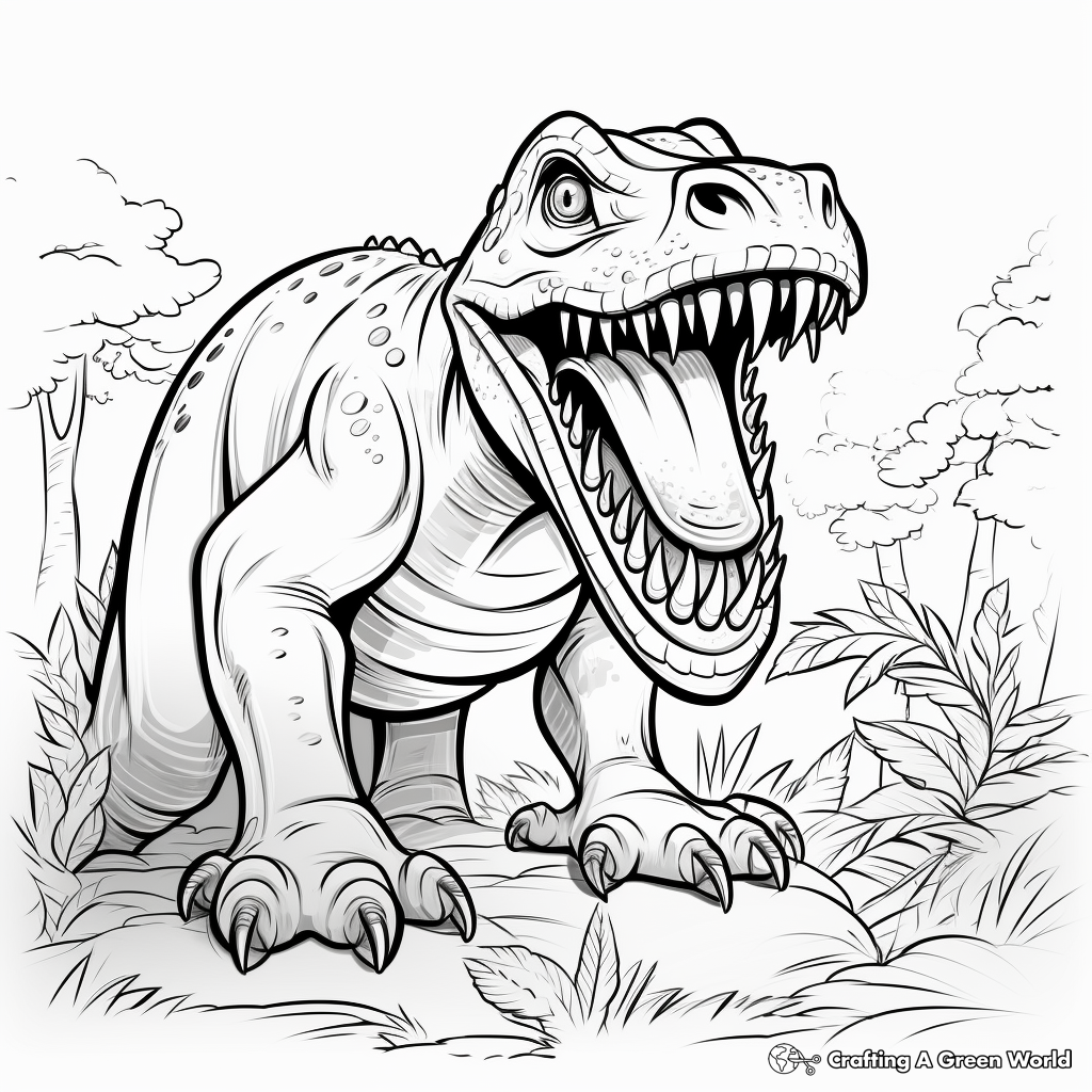 Exciting T-Rex Dinosaur Coloring Pages 1
