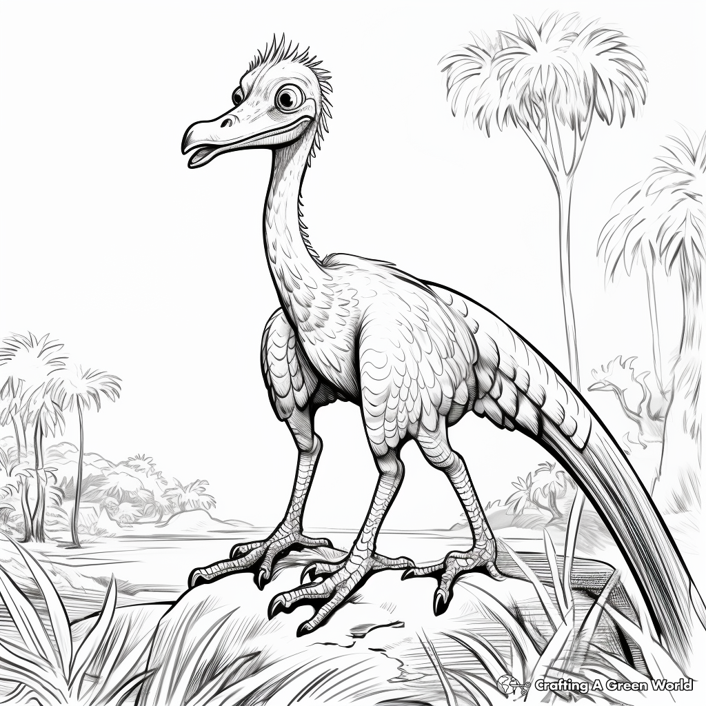 Exciting Troodon Hunting Scene Coloring Pages 1