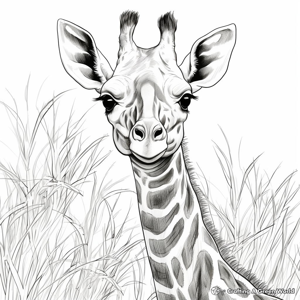 Exotic African Giraffe Coloring Pages 2