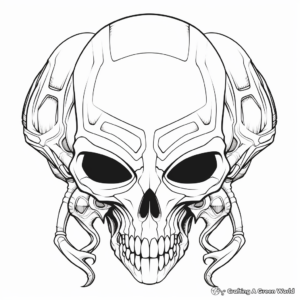 Exotic Alien Skull Coloring Pages 1