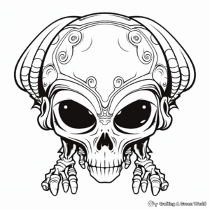 Exotic Alien Skull Coloring Pages 2
