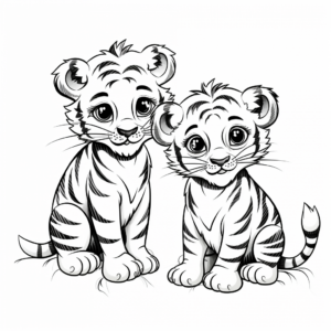 Exotic Baby Bengal Tigers Coloring Sheets 1