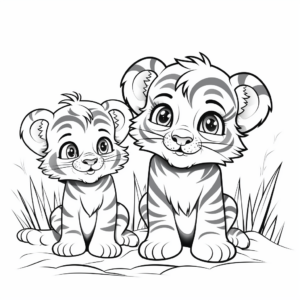 Exotic Baby Bengal Tigers Coloring Sheets 2