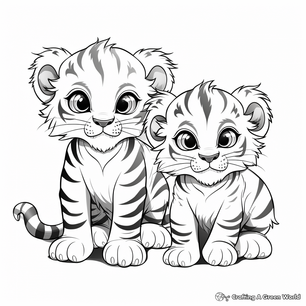 Exotic Baby Bengal Tigers Coloring Sheets 3
