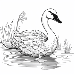 Exotic Black Swan Coloring Pages 1