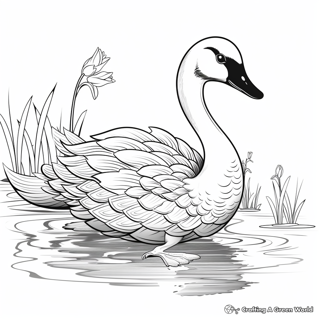 Exotic Black Swan Coloring Pages 1