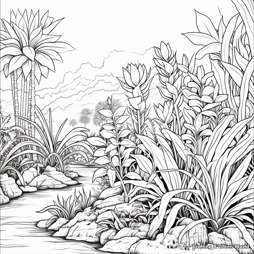 Exotic Bromeliad Plant Coloring Pages 3