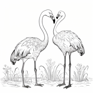 Exotic Caribbean Flamingo Coloring Pages 1