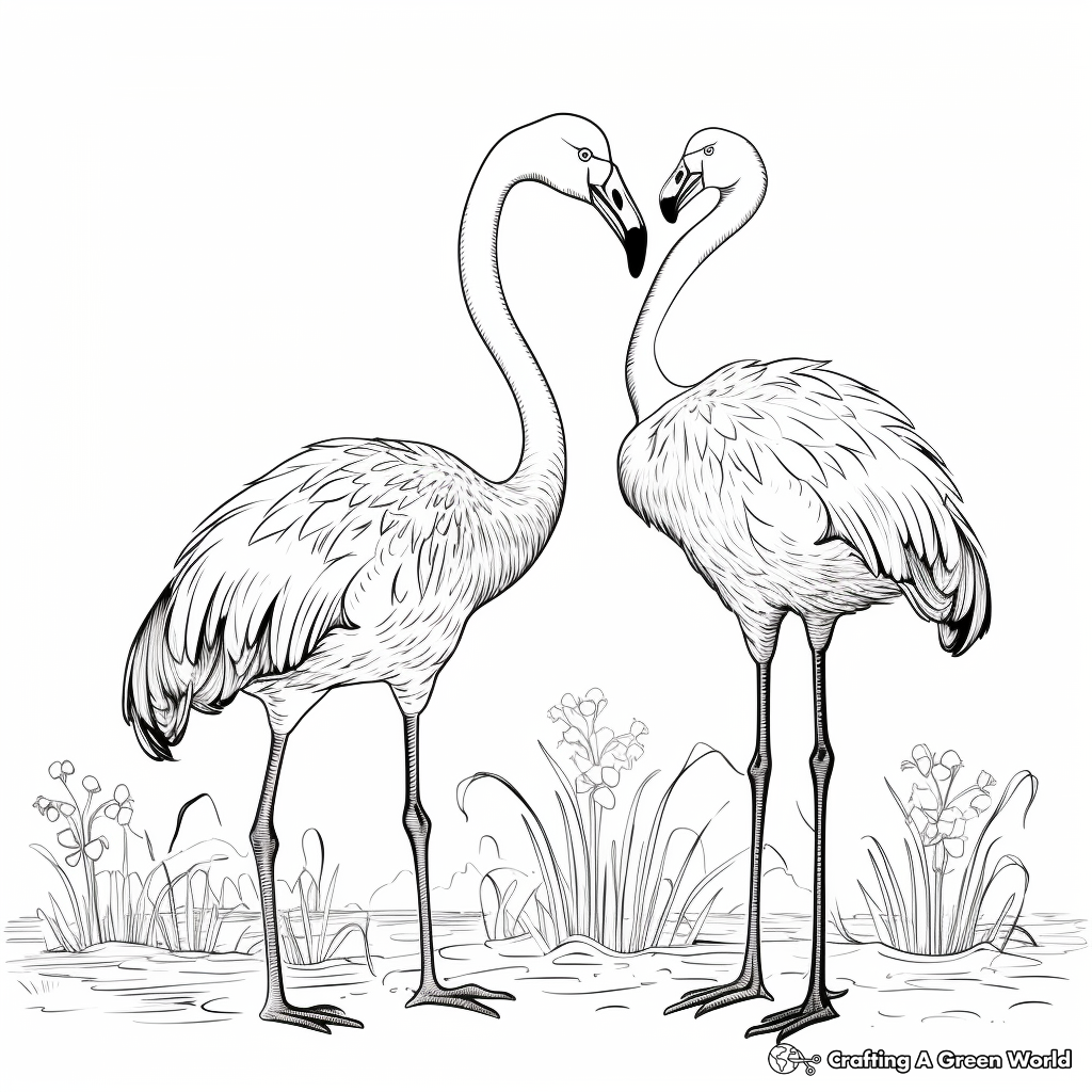 Exotic Caribbean Flamingo Coloring Pages 1