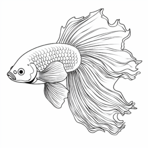 Exotic Delta Tail Betta Fish Coloring Pages 1