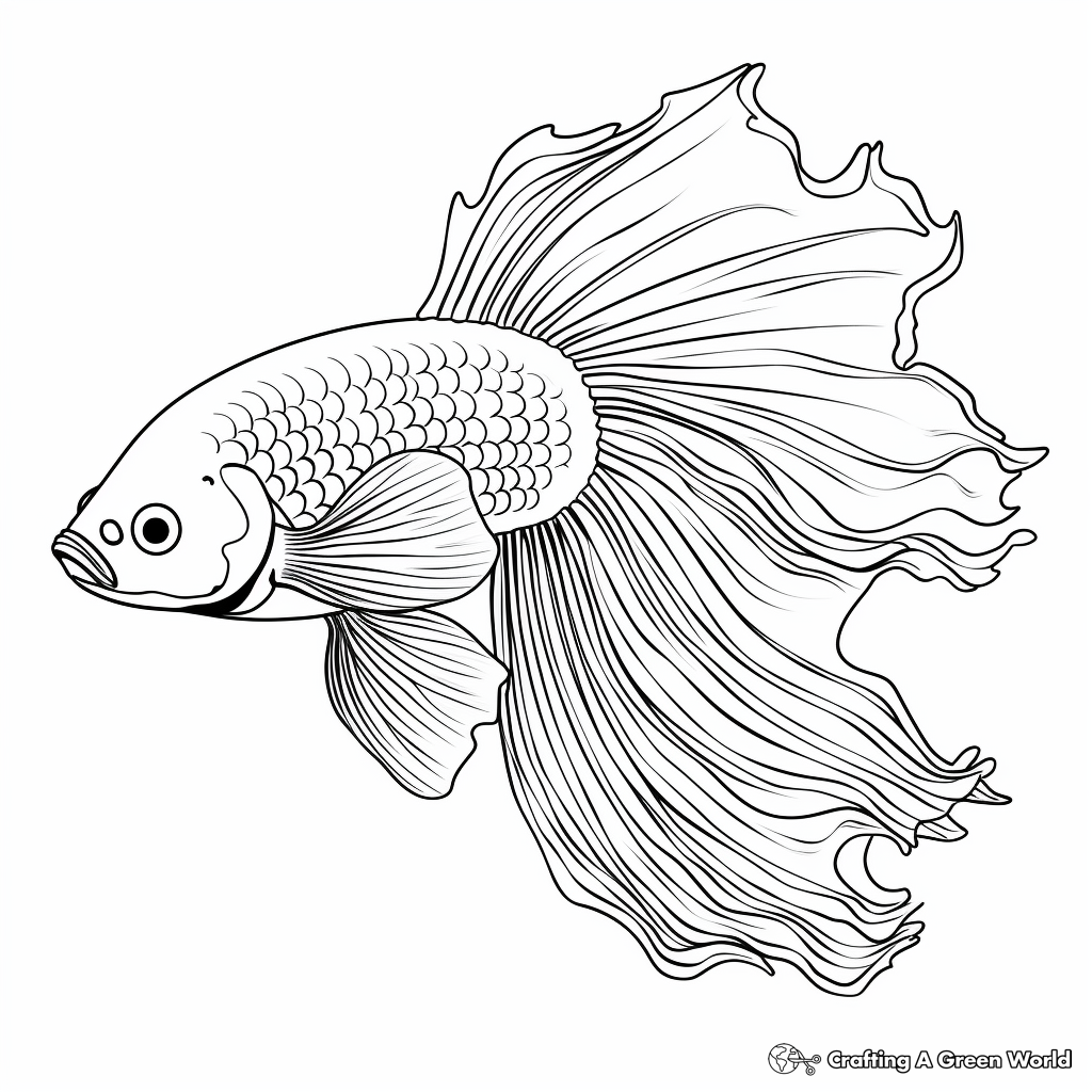 Exotic Delta Tail Betta Fish Coloring Pages 1