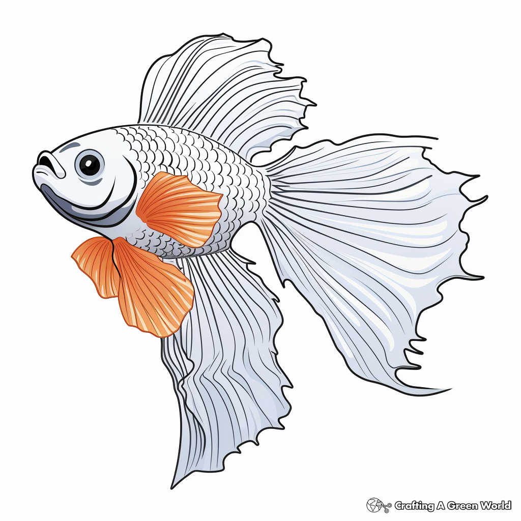 Exotic Delta Tail Betta Fish Coloring Pages 2