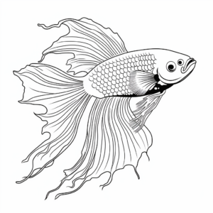 Exotic Delta Tail Betta Fish Coloring Pages 4