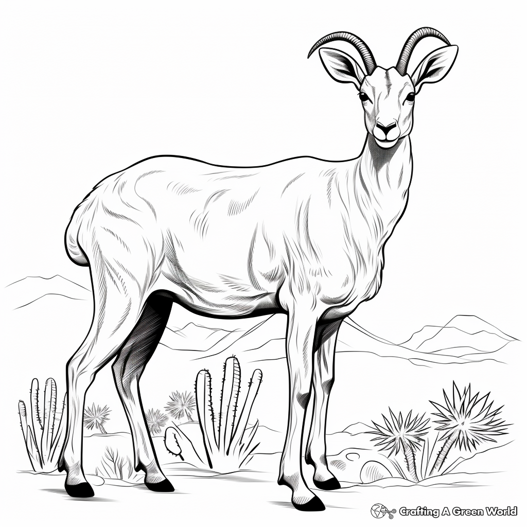 Exotic Desert Bighorn Sheep Coloring Pages 3