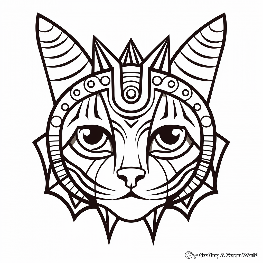 Exotic Egyptian Cat Head Coloring Pages 1